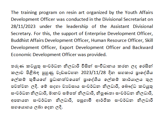 resin training program